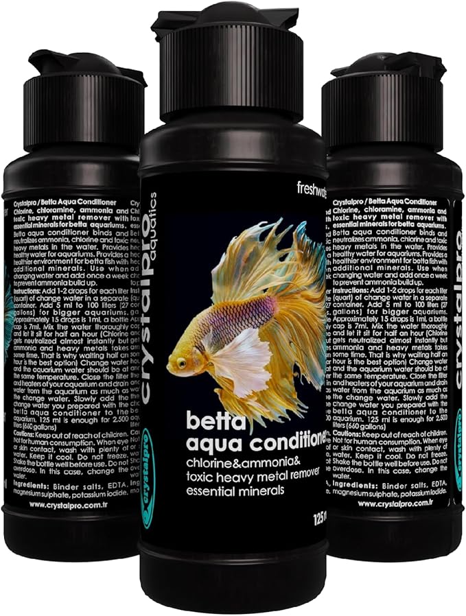 Crystalpro Betta Water Conditioner Treats 660 Gallons - Concentrated Betta Fish Water Conditioner Neutralizes Chlorine and Ammonia (4.2 Oz-125 ml)