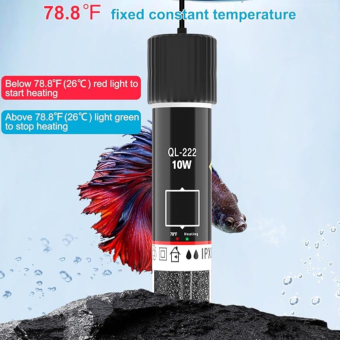 Small Aquarium Heater,10W Betta Heater Super Mini Aquarium Heater,Submersible Fish Tank Heater USB Powered Constant Temperature 78℉(26℃) Used for 1-2 Gallon