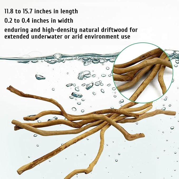 kathson Natural Driftwood for Aquarium, Red Moor Driftwood Mix 12''-16'' Long Driftwood for Decorations Aquarium Driftwood Assorted Shapes Natural Aquarium Decor Driftwood (150g, Delicate Branches)