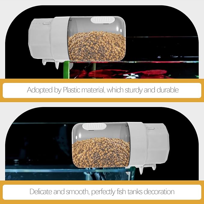 Automatic Fish Feeder for Aquarium with Timer, Small Size Turtle Feeding Machine, Battery Not Included, Suitable for Koi and Goldfish Tank Vacation Feeding