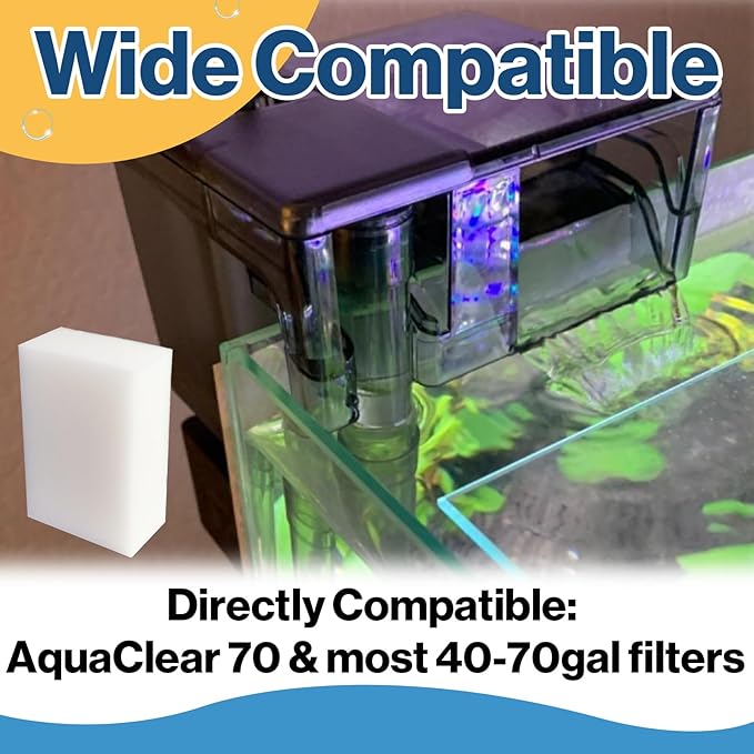 8-Pack Sponge Filter Media Pad Replacement, Compatible with Aqua Clear 70 Gallon, Fits for 40-70 Gallon Aquariums, Enhanced Foam Insert for Filtration, Fish Tank Filter Media