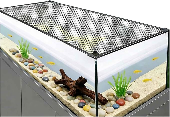 Mesh Terrarium Lid Aquarium Hood, DIY Fish Tank Top Cover/Anti-Jumping Net with Magnetic Edges Cut to Size