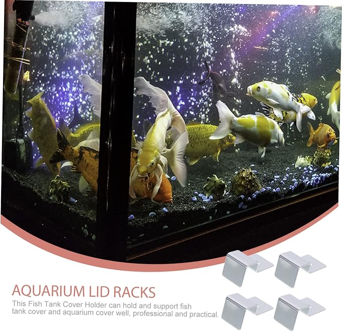 Kisangel 20pcs Stainless Steel Fish Tank Lid Support Racks Aquarium Cover Clips Secure Glass Lid Holders for Aquariums and Fish Mouth Clamps for Thick Glass