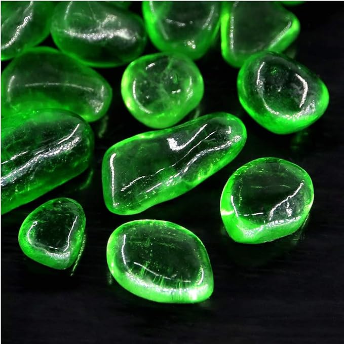 Glass Stones, 1Lb/460g Irregular Sea Glass Pebbles Non-Toxic Artificial Gemstones for Vase Filler/Handmade Gift/Terrarium Flowerpot Aquarium Turtle Tank Decoration, Green