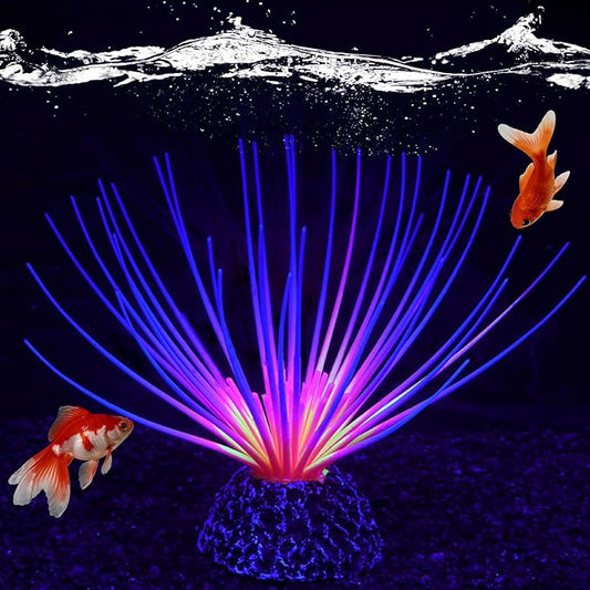 Silicone Glowing Effect Fish Tank Decorations for Aquarium, Artificial Soft Anemone Coral Plants Ornaments for Aquarium Decor Landscape, Glow in Dark Fish Tank Accessories Decorations(Rainbow)