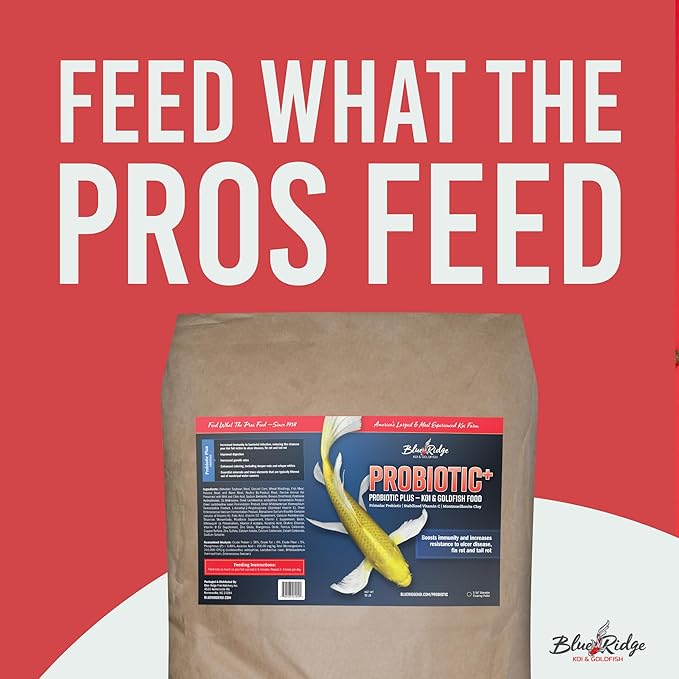 Blue Ridge Fish Food 50lb, Probiotic Plus 3/16" Floating Pellet, Koi Goldfish Food