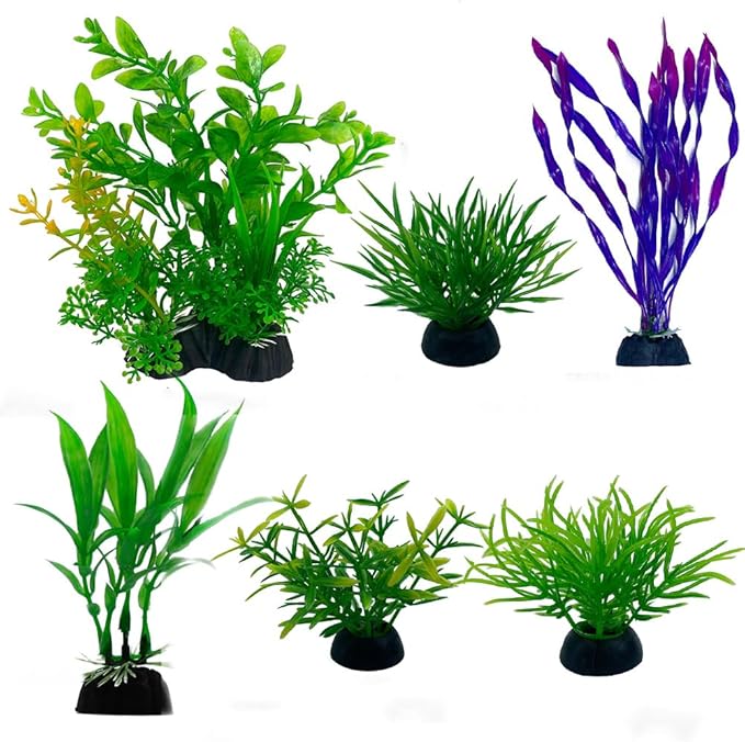 10 PCS Artificial Aquarium Plants, Green Fish Tank Decorations, Plastic Plants for Household and Office, Various Sizes