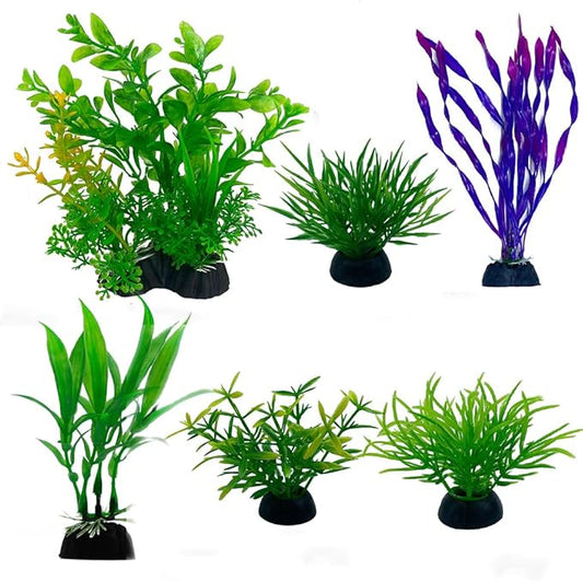 10 PCS Artificial Aquarium Plants, Green Fish Tank Decorations, Plastic Plants for Household and Office, Various Sizes