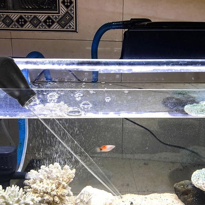 Luxshiny Aquarium Fish Tank Siphon Gravel Manual Water Sand Vacuum Tube for Household Fish Tank Cleaning and Faeces Removal, Mini Black Aquarium Sand Cleaner