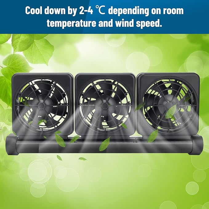 Aquarium Fan 2 3 4 Heads, Aquarium Chillers Cooling Fan Adjustable Fish Tank Cooling Fan with 2 Wind Speed Fan for Water Tank, Aquarium Tank Chiller (3 Head)