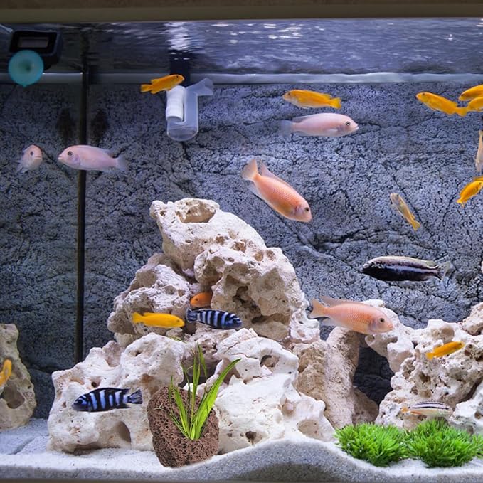 IMIKEYA 6Pcs Lava Rock Aquarium Decor: Natural Volcanic Stones for Fish Tank Landscape Porous Aquarium Rocks for Aquascaping, Terrarium Landscaping
