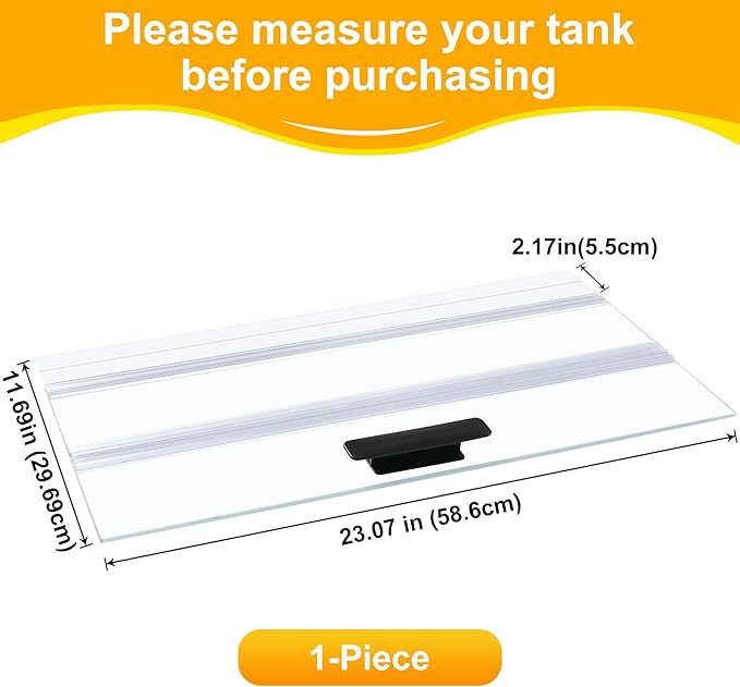 1PCS 23.07x11.69in Tempered Glass Canopy,Aquarium Fish Tank Hoods FITS for 15/20/55-Gallon Aqueon All Glass Marineland Perfecto Aquarium Fish Tank