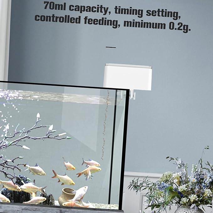 Automatic Fish Feeder,70ml Capacity Smart Timing Vacation Fish Tank Food Dispenser Automatic Dispenser with Timer for Weekend or Daily Use for Small and Young Fish