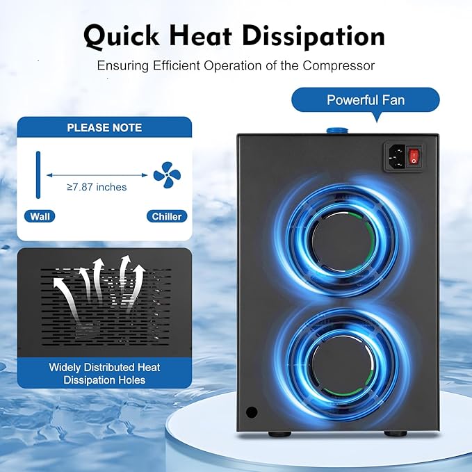 Aquarium Chiller Fish Tank Water Cooler Fit Hydroponics System Refrigeration Compressor Cold Plunge Nuvio Tub With Ice Bath Hydroponic Chillers Special Quiet Design For Weeds Jellyfish Coral Crystal