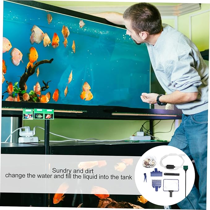 1set Fish Tank Gravel Water Changer Siphon Net for Easy Cleaning Manual Aquarium Water Change Tool Sand Cleaner Kit - Media Included