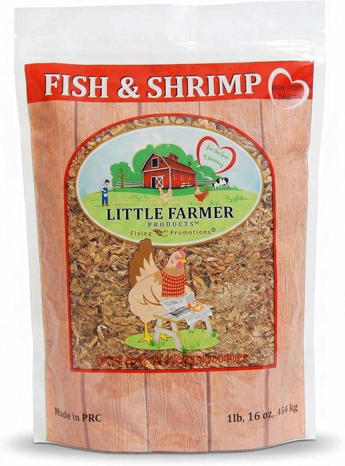 Fish & Shrimp Chicken Treats with Dried Shrimp and Freeze Dried Minnows, High Protein Chicken Snacks with Omega 3 and Calcium for Chickens and Ducks - 1 lb