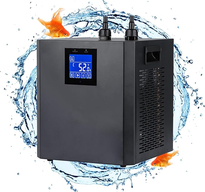 Aquarium Chiller, 79gal 1/3 HP Water Chiller for Cold Plunge, Hydroponic Cooler Fish Tank Cooling System for Axolotl Coral Reef Shrimp with Water Pump and Pipe for Home Use (79gal/300L, 1/3HP)