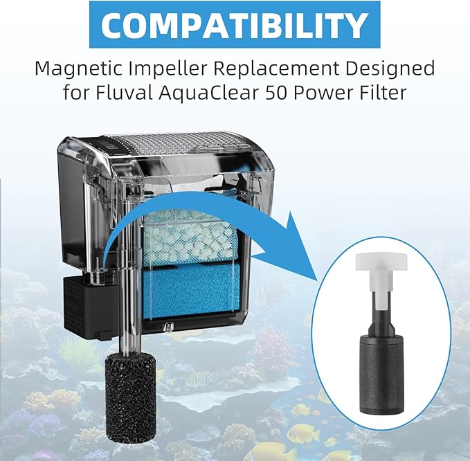Impeller Assembly Compatible with AquaClear 50 Power Filter, A634 Aquarium Filter Part for Fluval Fish Tank Pump System