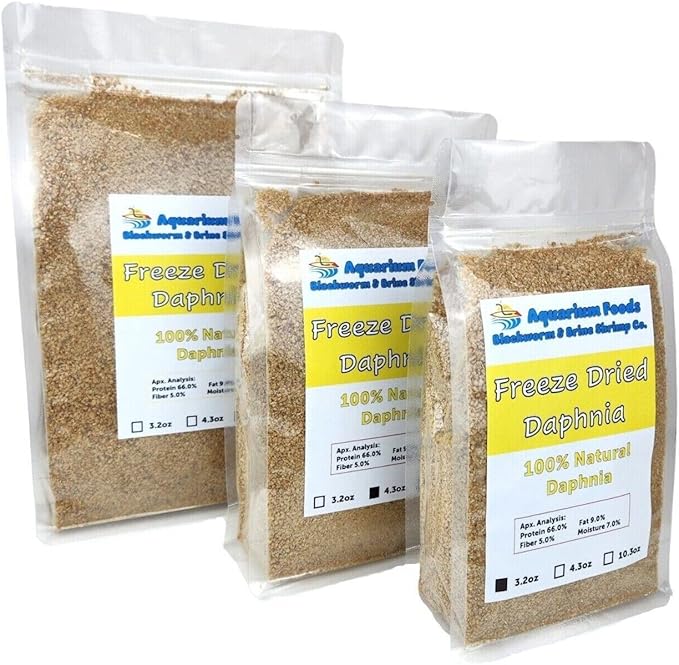 Daphnia, Freeze Dried Fresh Water Daphnia for Fry, Baby and Small Tropicals, Marines, Corals, Anemones, Cichlids, Fry and Baby Koi & Pond Fish…4.3oz Clear Bag