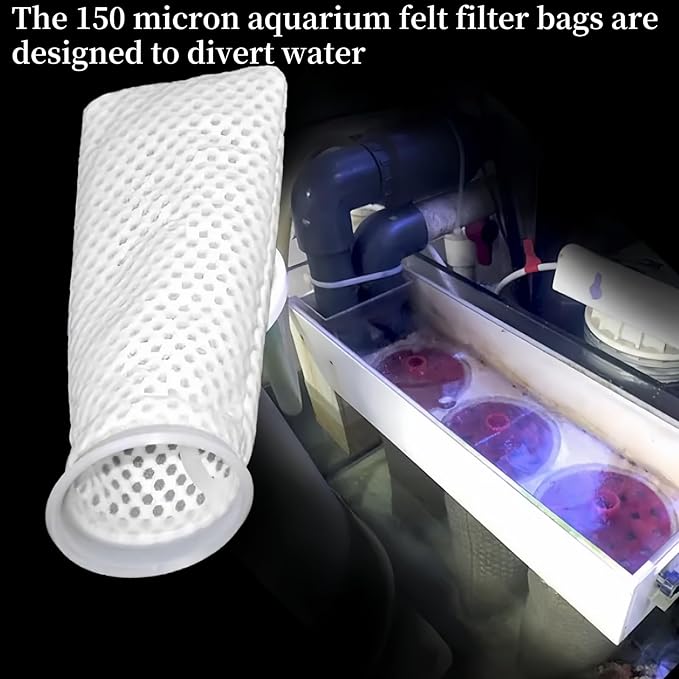 4 Pack 4Inch Ring Honeycomb Filter Socks,150 Micron,Freshwater Saltwater Aquarium Filter Bags,Aquarium Filter Sock 3D Honeycomb Design,Filter Bags for Fish Tank,10 Inch Long