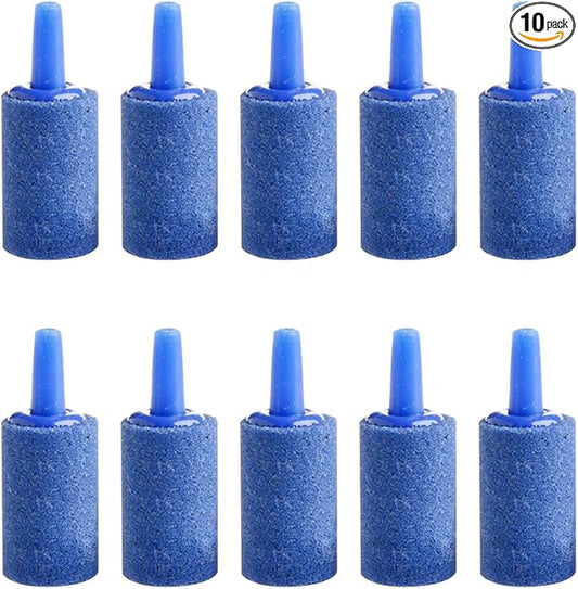 10 PCS 1 Inch Air Stones Cylinder Bubble Diffuser Airstones for Aquarium Fish Tank Pump Blue