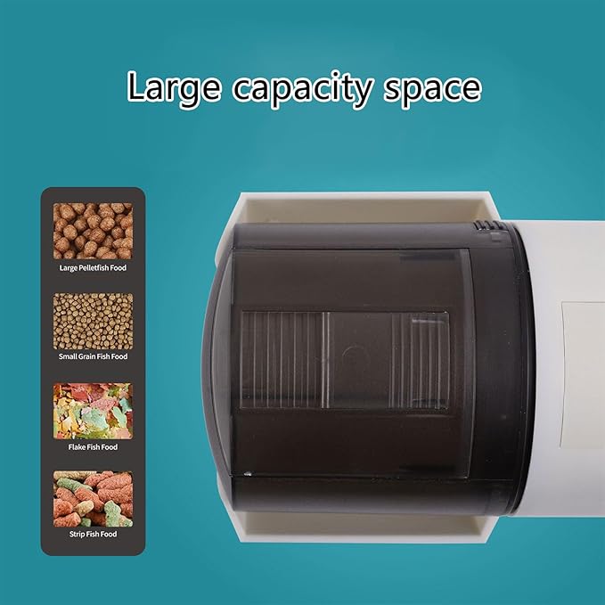 Large Capacity Automatic Feeders New Generations Feeding Dispenser Device for Fish Tanks Large Volumes Pet Fish Feeding Device