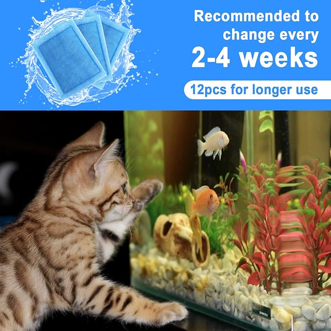 Gekufa 12 Packs Aquarium Filter Cartridges Compatible with EZ-Change #3, Aqua-Tech 20-40 & 30-60 Gallon Power Filters, Rite Size C Activated Carbon Fish Tank Filter