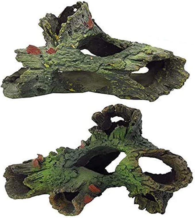 Tfwadmx Decaying Trunk Aquarium Ornament, Betta Fish Hideout - Small Resin Aquarium Decoration Log with Holes & Caves
