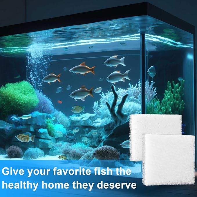 Threlaco 26 Pcs Aquarium Filter Media Kit Compatible with Fluval C4 (70 Gal) Power Filter, 6 White Foam Sponge Pads, 6 Poly Foam Sheets, 6 Bio-screen, 6 Activated Carbon, 2 Pack 7 Oz/200g Ceramic Ring