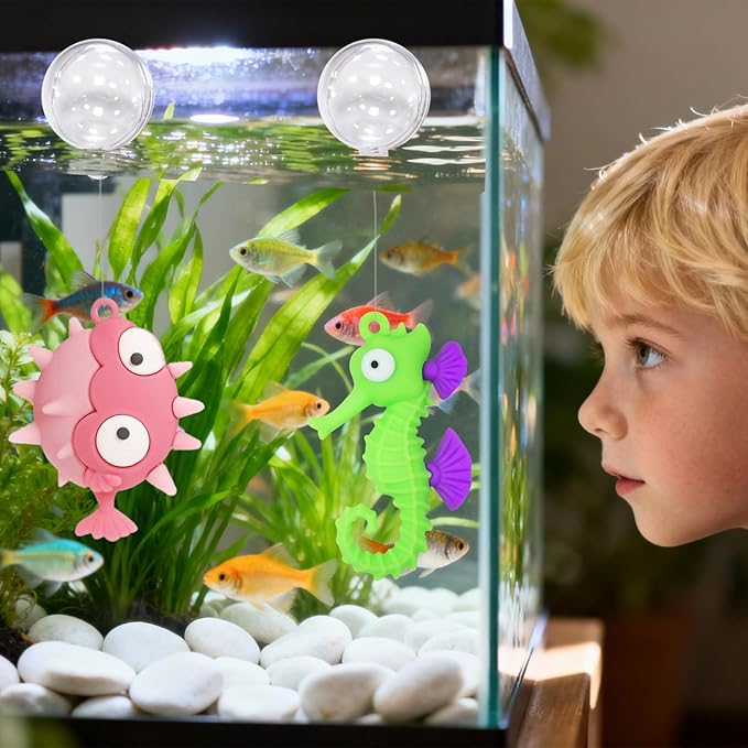 Aquarium Ornament, 2 Pcs Fish Tank Decorations Floating Decor Octopus with Floating Device,Cute Fish Tank Accessories for All Kinds of Simulated Underwater World