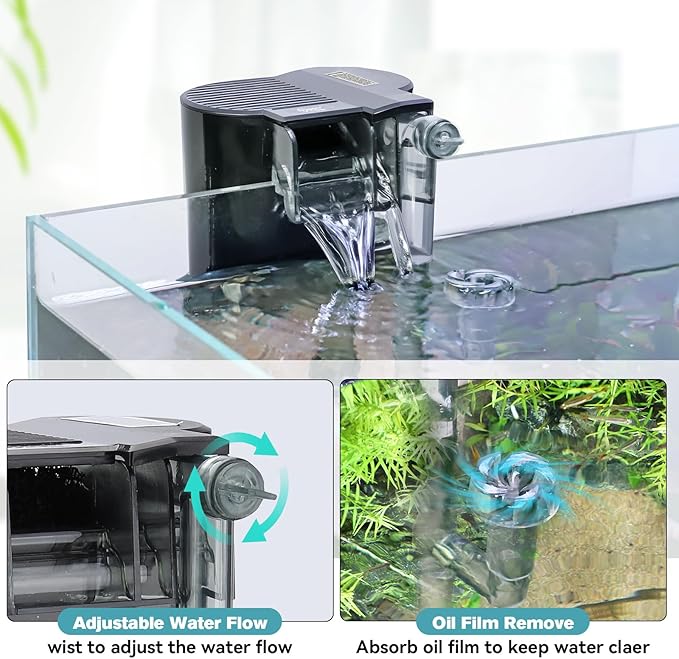 hygger 3.5W Hang On Back Aquarium Filter with Replacement Cartridges 4 Set