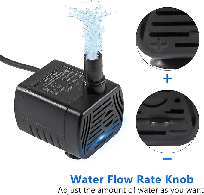 2Pcs 3W Mini Submersible Water Pump 50GPH Small Fountain Pump for Aquarium Fish Tank Fountain Hydroponics Water Feature, Indoor Fountains
