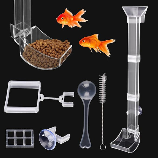 Shrimp Feeder: Tube & Dish Set, Anti-Scatter, Adjustable Height for Aquariums/Tanks | Ideal for Fishkeepers