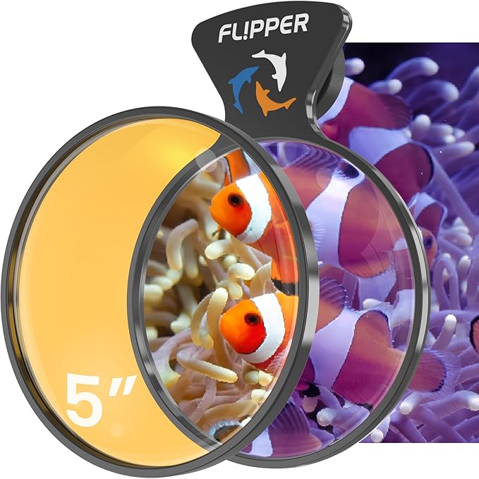 Flipper DeepSee Viewer Orange Magnifying Glass Lens Attachment for Flipper Deepsee MAX 5" Magnetic Aquarium Glass Magnifier - Ideal for Full Color Coral and Reef Pictures & Film Photography - Black
