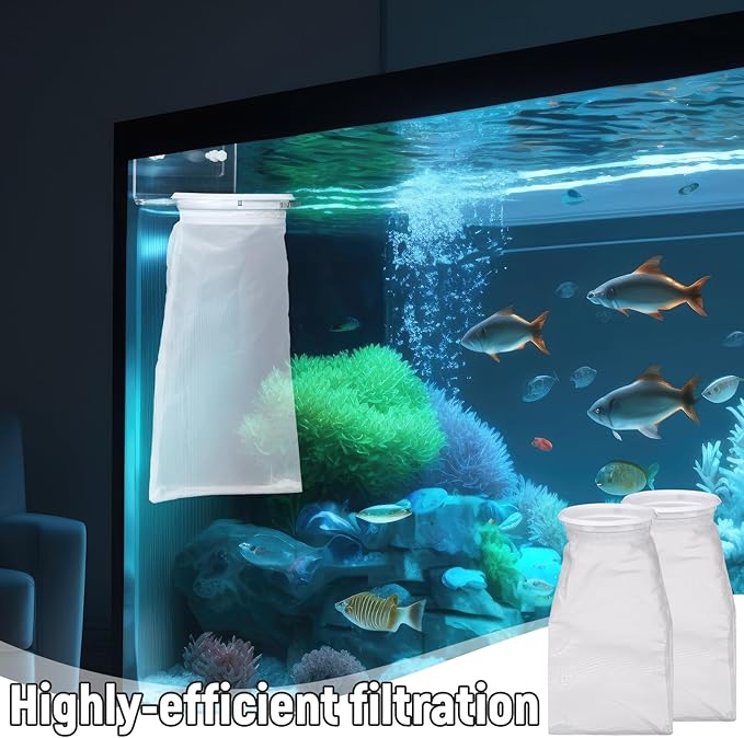 8 Pcs 4 Inch Ring Filter Sock 200um Micro Aquarium Nylon Filter Bags and 1 Pcs 4" Acrylic Pre Sump Sock Holder Aquarium Socks for Tank Sump Saltwater Freshwater