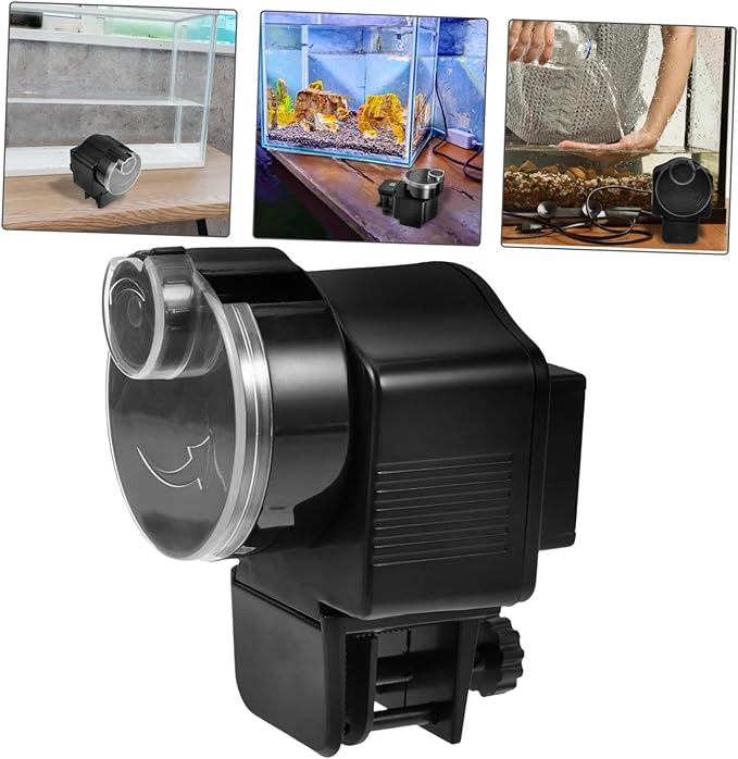 Toddmomy Automatic Aquarium Fish Feeder for Small Tanks Timed Auto Fish Feeding Device Battery Not Included Aquarium Accessory and Turtle Feeding