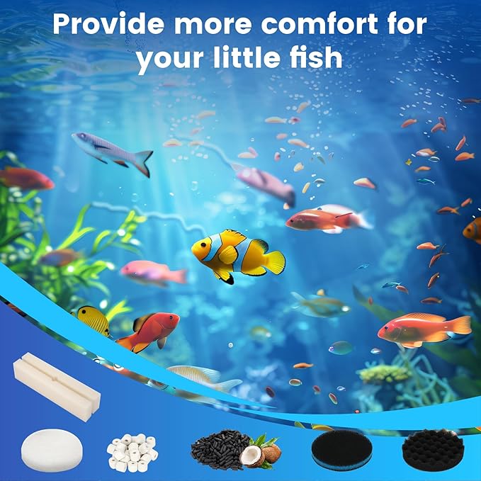 24 PCS Fx6 Aquarium Media Kits, Compatible with Fluval FX4/FX5/FX6 Canister Filters, Including Bio-Foam Block, Carbon Sponge Filter, Ceramic Ring, Silicone Lubricant, Activated Carbon, Mesh Bag