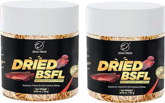 Dried Black Soldier Fly Larvae - 100% Natural Protein Rich Fish Food for Arowana, Flower Horn, Oscar, Redtail Shark (20 g/ 0.7 Oz/100 ml) (Pack of 2)