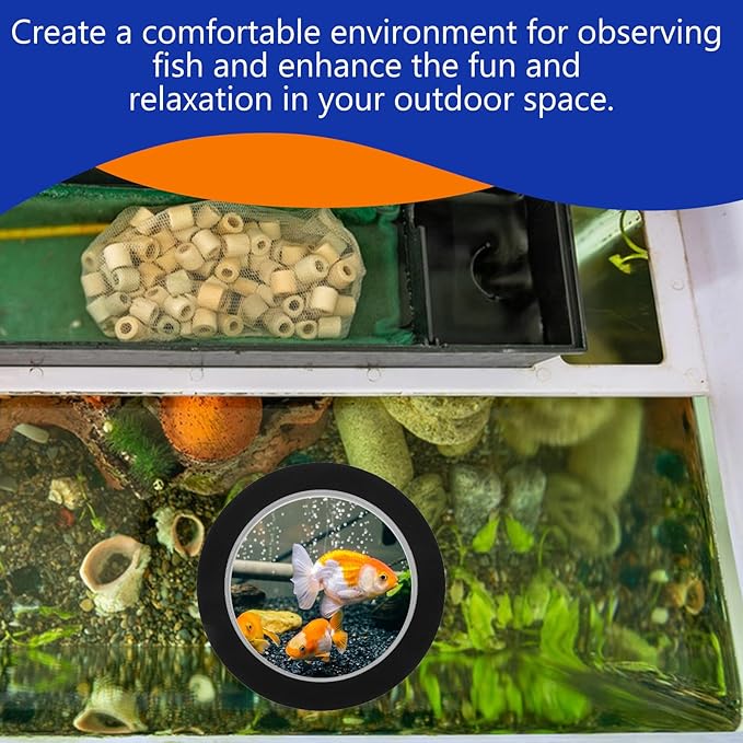 Lurrose Floating Acrylic Pond Fish Dome Cover, 15cm Diameter with Black Base and Lid, Lightweight Outdoor Garden Aquarium Habitat Protector for Fish Viewing