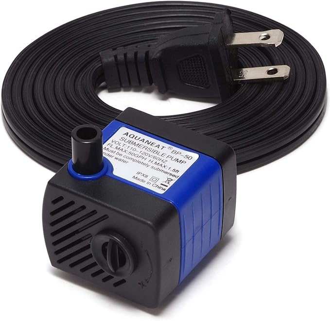 AQUANEAT Submersible Water Pump, 50GPH Fountain Pump, Small Water Pump, Aquarium Pump for Fish Tank, Outdoor Water Fountain, Hydroponics, Pond Filter Pump
