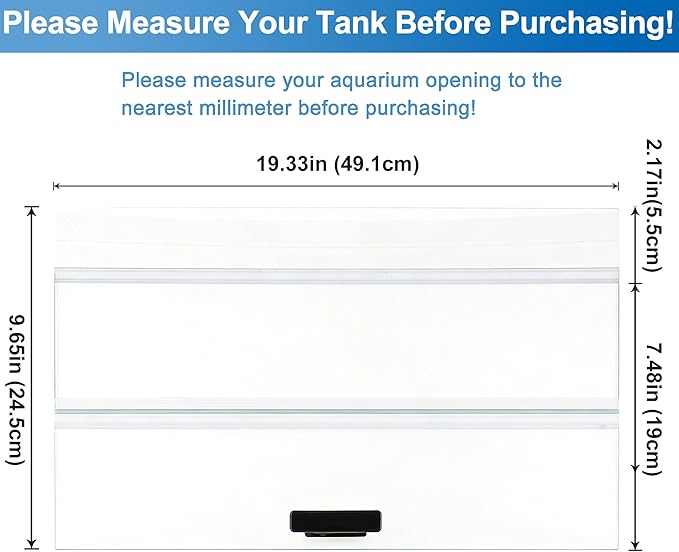 19.33 x 9.65 x 0.16in Glass Canopy, Clear Tempered Aquarium Fish Tank Hoods, FITS for Most 10 Gallon Fish Tanks (Aqueon)