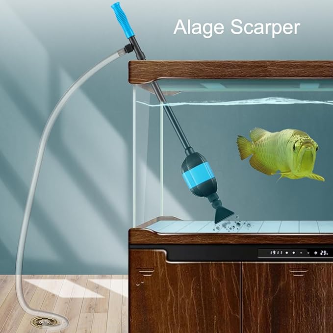 Carefree Fish 30W Electric Aquarium Gravel Cleaner with 6Ft Tubing 6IN1 Automatic Fish Tank Gravel Vacuum Water Changer Wash Sand and Water Circulation (for 20Gal~800Gal Fish Tank) 2.2Lb