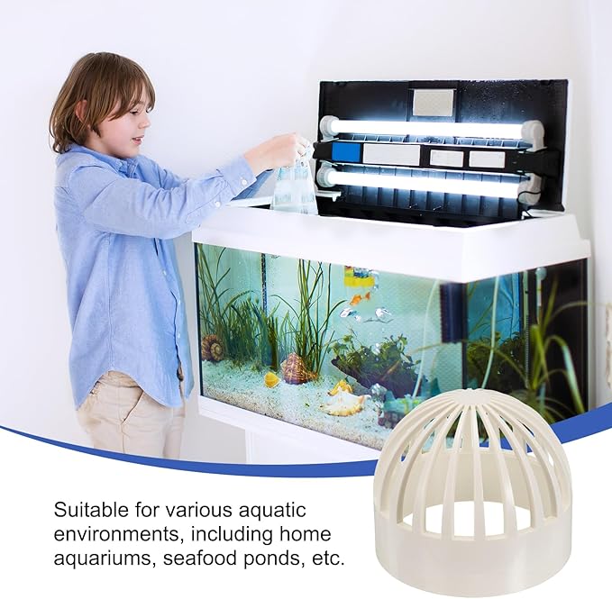 PATIKIL 4.3 Inch (110mm) Fish Cover Permeable Cap, 4 Pcs PVC Breathable Cap Aquarium Guard Fish Tank Intake Cover, White