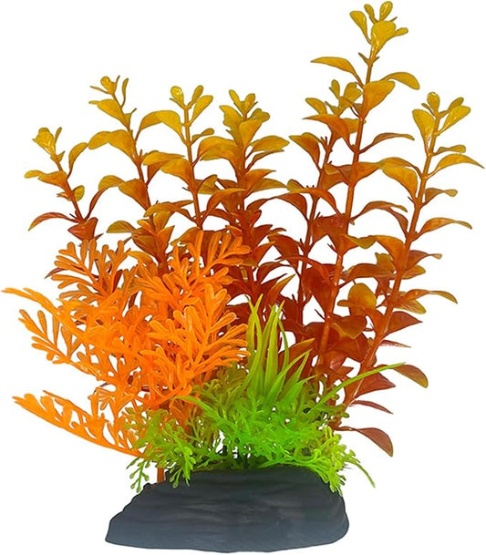 Aquarium Fish Tank Landscaping Artificial Plants Plastic Decoration Soft Fake Large Aquarium Simulation Realistic Colour Betta Plants Accessories 2 PCS (Orange)