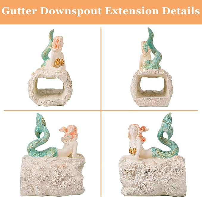 Teaeeno Mermaid Statue Faux Log Fish Cave, Predator Control and Decorative Shelter for Koi and Fish, Ponds, Aquariums, and Terrariums, Mermaid Statue Decor