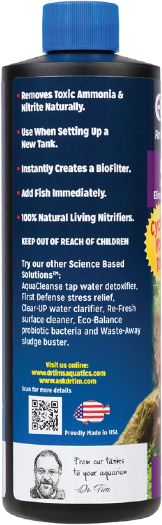 DrTim’s Aquatics One & Only for Freshwater Aquariums – 4 oz – Live Nitrifying Solution – Jumpstarts Cycling, Supports Biological Balance & Long-Term Water Stability