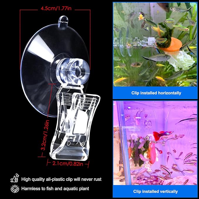 6pcs Aquarium Suction Cup Clips Seaweed Clip for Saltwater Fish Tank Veggie Feeder clamp Plant Holder nori Clip Saltwater Aquarium Tool Fish Tank Accessories