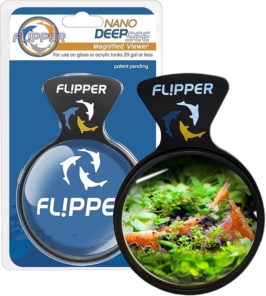 FLIPPER DeepSee Nano 3″ Magnetic Aquarium Viewer – Optical-Grade Magnifying Lens for Clear Underwater Viewing – Reef & Freshwater Tank Accessory for Fish, Coral & Aquascapes (Up to 3/8″ Glass) – Black