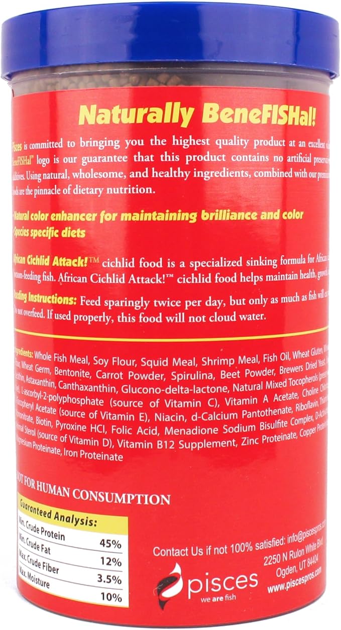 African Cichlid Attack Sinking Pellet Fish Food (25 oz)