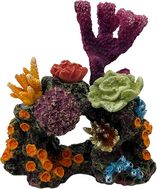 S-Lifeeling Charming Resin Coral Reef Ornament - Realistic Aquarium Decor Gift for Fish & Shrimp Hideaway, Suitable for Freshwater & Saltwater Tanks (6.1 x 4.1 x 6.1 inches)